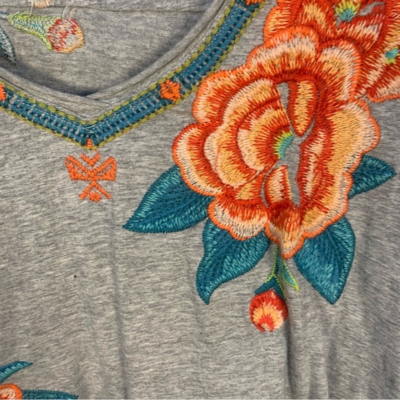 Johnny Was Aveline Scarf Flounce Tunic Embroidered Silk Top - Picture 5 of 13